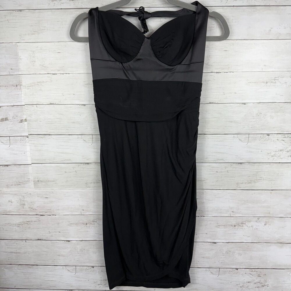 bebe Black Corset Style Halter Mini Dress